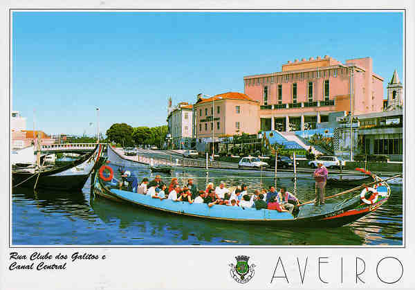 N.� 21 - AVEIRO Rua Clube dos Galitos e Canal Central - Ed. Artes Gr�ficas - SD - Dim. 15x10,5cm - Col. M�rio Silva.