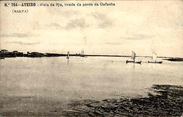 N� 0764-AVEIRO - Vista da Ria, tirada da ponte da Gafanha - Edi��o MALVA - SD - Dim. 13,8x8,7 cm. - Col. Paulo Neves.