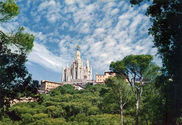 N� 1158 - Barcelona. Vista do Tibidabo e Templo do Sagrado Cora��o - Editor Laminograf, Barcelona - Circulado em 1971 - Dim. 14,8x10,6 cm - Col. Am�lcar Monge da Silva
