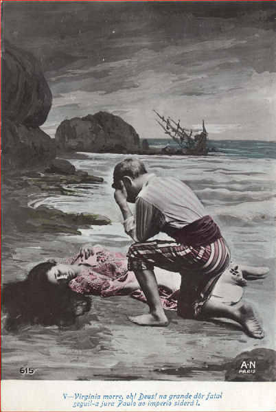 Serie 615-V - Baseada no drama de Paulo e Virginia - Editor Esteves & C�, Lisboa - Imp A N, Paris - Dim. 13,6x9 cm - Col. Am�lcar Monge da Silva (cerca de 1910)