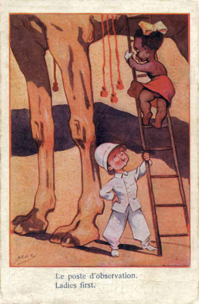 S�rie 20 - Posto de observa��o.Senhoras primeiro - Edi��o Lafayette, Franca - Circulado em 1917 - Dim. 14x9 cm - Col. Am�lcar Monge da Silva