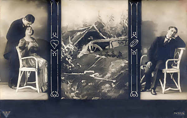 S�rie 34169/4 - Postal simulando um tr�ptico - Editor Berlin Neuroder Kunstandstelren - Dim. 13,8x8,8 cm - Col. Am�lcar Monge da Silva (cerca de 1910)