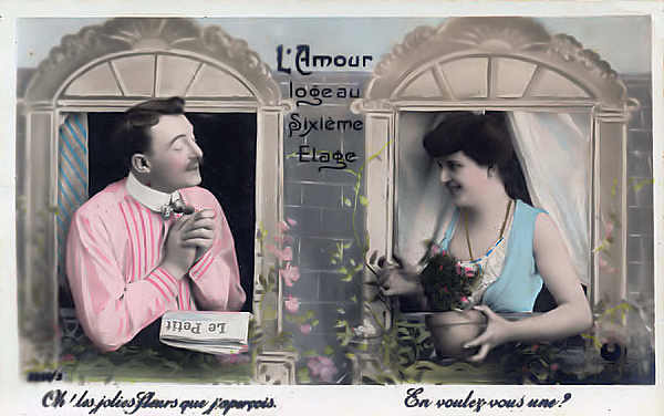 N�3054/3 - L'Amour loge au sixi�me �tage - Edi��o an�nima francesa, Paris - Dim. 14x8,9 cm - Col. Am�lcar Monge da Silva (cerca de 1920)