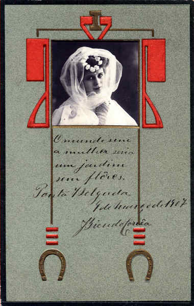 S�rie 573- Postal com moldura em relevo - Edi��o an�nima (W&N) - Circulado em 1907 - Dim. 13,9x8,8 cm - Col. Am�lcar Monge da Silva