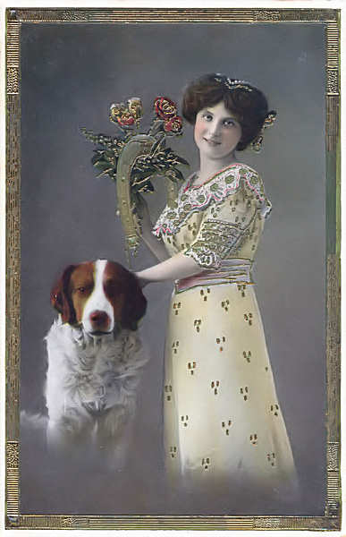 S�rie 2855-4 Postal com moldura e flores em relevo - Edi��o an�nima, K V I B 12 - Dim. 13,9x9 cm - Col. Am�lcar Monge da Silva (cerca de 1910)