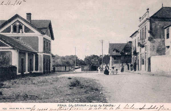 N� 199 - Portugal. Granja (Vila Nova de Gaia). Largo da Esta��o - Editor Emilio Biel - Dim. 9x14 cm. - Col. M. Chaby