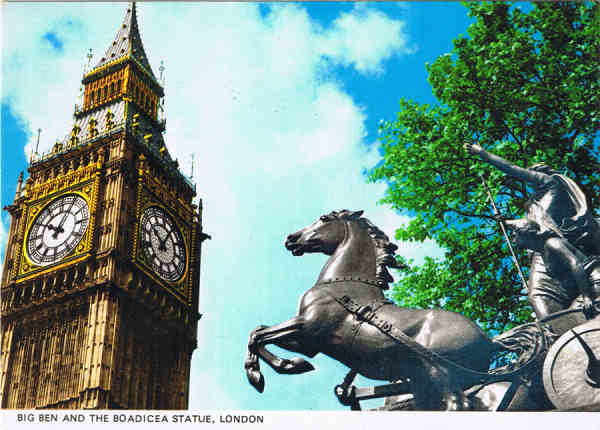L0 1113 - LONDON - BIG BEN AND THE BOADICEA STATUE - Ed. COLOURMASTER INTERNATIONAL Photo Precision Limited, St.Ives, Huntingdon Printed in Great Britain PT 1017 - SD - Dim. 14,7x10,5 cm - Col. Manuel B�ia (1986)