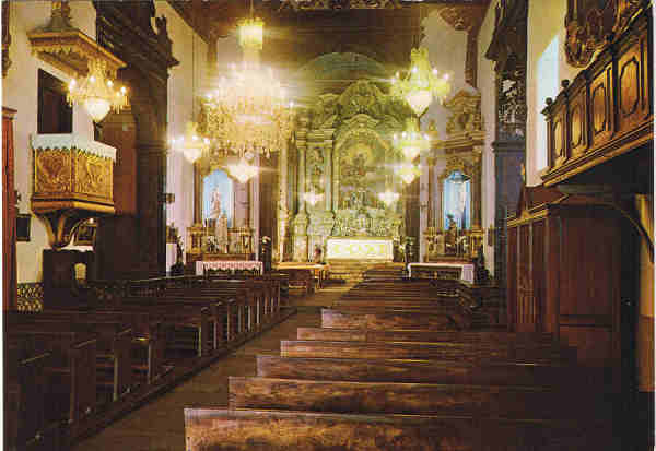 N.� 189 - MADEIRA  Interior da Igreja do Monte - Ed. CARV�O, MARTINS & SILVA,L.DA,21 - FUNCHAL FABRICADO EM IT�LIA - SD - Dim. 14,6x10,4 cm - Col. Manuel e F�tima B�ia (1975).