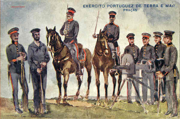 SN - Exercito Portuguez de Terra e Mar. Pra�as - Editor Saphera Costa, Rua Augusta, Lisboa - Dim. 14 9 cm - Col. Am�lcar Monge da Silva (cerca de 1905)