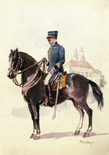 N� 02 - Oficial do corpo de Estado Maior; Plano de Uniformes 1911 - Edi��o Museu Militar, 1989 - Dim. 14,8x10,4 cm -  Aguarela de Alberto de Sousa - Col. Am�lcar Monge da Silva