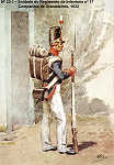 N� 23-3 - Soldado do Regimento de Infantaria n� 17, Companhia de Granadeiros, 1833 - Aguarela do Cor. Ribeiro Artur - Edi��o Jornal do Ex�rcito, 1983 - Dim. 15x10,5 cm - Col. A. Monge da Silva.