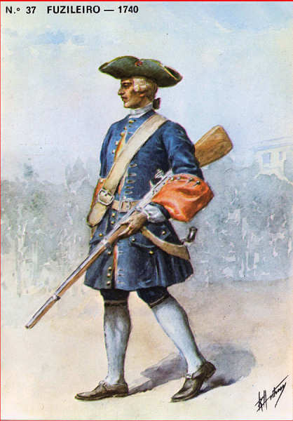 N� 37 - Fuzileiro - 1740 - Aguarela do Cor. Ribeiro Artur - Edi��o Jornal do Ex�rcito S/D (1983?) - Dim. 15x10,5 cm - Col. A. Monge da Silva