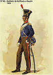 N� 62 - Soldado de Artilharia a cavalo, 1834 - Aguarela do Cor. Ribeiro Artur - Edi��o Jornal do Ex�rcito S/D (1983?) - Dim. 15x10,3 cm - Col. A. Monge da Silva