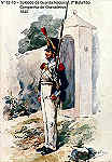 N� 82-10 - Soldado da Guarda Nacional, 2� Batalh�o, Companhia de Granadeiros, 1840 - Aguarela do Cor. Ribeiro Artur - Edi��o Jornal do Ex�rcito, 1983 - Dim. 15x10,3 cm - Col. A. Monge da Silva