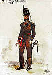 N� 91-11 - Oficial de Ca�adores, 1843 - Aguarela do Cor. Ribeiro Artur - Edi��o Jornal do Ex�rcito, 1983 - Dim. 15x10,3 cm - Col. A. Monge da Silva