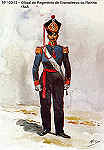 N� 103-12 - Oficial do Regimento de Granadeiros da Rainha, 1848 - Aguarela do Cor. Ribeiro Artur - Edi��o Jornal do Ex�rcito, 1983 - Dim. 15x10,3 cm - Col. A. Monge da Silva