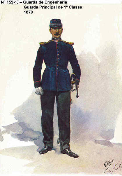 N� 159-18 - Guarda de Engenharia, Guarda Principal de 1� Classe, 1870 - Aguarela do Cor. Ribeiro Artur - Edi��o Jornal do 