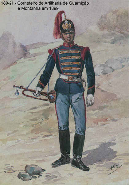 N� 189-21 - Corneteiro de Artilharia de Guarni��o e Montanha, 1899 - Aguarela do Cor. Ribeiro Artur - Edi��o Jornal do Ex�rcito, 1987 - Dim. 15x10,3 cm - Col. A. Monge da Silva