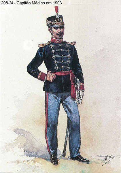 N� 208-24 - Capit�o M�dico em 1903 - Aguarela do Cor. Ribeiro Artur - Edi��o Jornal do Ex�rcito, 1987 - Dim. 15x10,3 cm - Col. A. Monge da Silva.