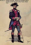 N� 217-25 - Tropas Coloniais, Oficial de Cavalaria Ligeira Auxiliar do Rio Grande de S. Pedro, Brasil, 1774 - Aguarela do Cor. Ribeiro Artur - Edi��o Jornal do Ex�rcito, 1987 - Dim. 15x10,3 cm - Col. A. Monge da Silva