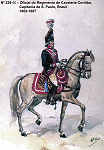 N� 229-26 - Oficial do Regimento de Cavalaria Coritiba, Capitania de S. Paulo, Brasil 1805/07 - Aguarela do Cor. Ribeiro Artur - Edi��o Jornal do Ex�rcito, 1987 - Dim. 15x10,3 cm - Col. A. Monge da Silva