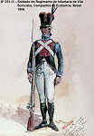 N� 231-26 - Soldado do Regimento de Infantaria de Vila Sorocaba, Companhia de Fuzileiros, Brasil 1806 - Aguarela do Cor. Ribeiro Artur - Edi��o Jornal do Ex�rcito, 1987 - Dim. 15x10,3 cm - Col. A. Monge da Silva