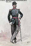 N� 247-28 - Oficial do Batalh�o Expedicion�rio para a �ndia, 1871 - Aguarela do Cor. Ribeiro Artur - Edi��o Jornal do Ex�rcito, 1987 - Dim. 15x10,3 cm - Col. A. Monge da Silva