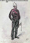 N� 249-28 - Oficial do Regimento de Infantaria do Ultramar, 1890 - Aguarela do Cor. Ribeiro Artur - Edi��o Jornal do Ex�rcito, 1987 - Dim. 15x10,3 cm - Col. A. Monge da Silva