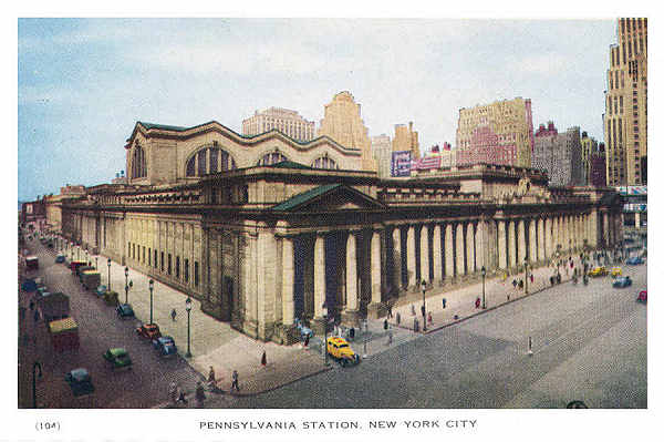 P 104 - New York City; c.1950 - Pennsylvania Station - Editor �The American News Co�, New York - Dim. 15,3x10,2 cm - Col. A. Monge da Silva (cerca de 1950)