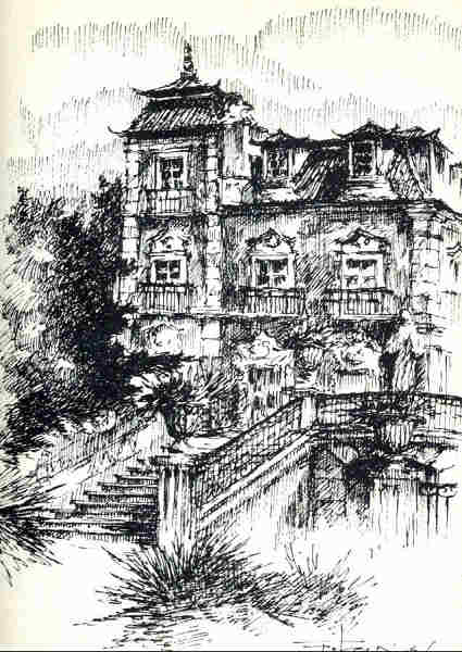 N� 1 - OEIRAS. Pal�cio do Marqu�s (s�c. XVIII). Desenhos � pena de Fernando Tavares -  - Ed. C�mara Municipal de Oeiras - 1999 - Dim. 14,8x10,5 cm. - Col. A. Monge da Silva