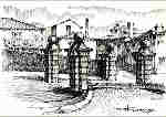 N� 4 - OEIRAS. Largo do Ferrador visto do Largo do Pelourinho (S�c. XVIII-XIX). Desenhos � pena de Fernando Tavares -  - Ed. C�mara Municipal de Oeiras - 1999 - Dim. 14,8x10,5 cm. - Col. A. Monge da Silva