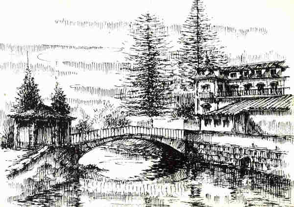 N� 5 - OEIRAS. Ponte sobre a Ribeira (s�c.XVIII). Desenhos � pena de Fernando Tavares -  - Ed. C�mara Municipal de Oeiras - 1999 - Dim. 14,8x10,5 cm. - Col. A. Monge da Silva