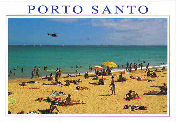 N.� 43 PS - PORTO SANTO (Madeira) - Ed. ESCUDO DE OURO Distribuidor: FRANCISCO RIBEIRO-Rua Nova de S. Pedro,27-29 9000 FUNCHAL, Madeira (Tel.223930) Printed in Spain by FISA-Barcelona Foto feita por: V�tor Freitas - SD - Dim. 14,9x10,3 cm - Col. Manuel B�ia (1997).
