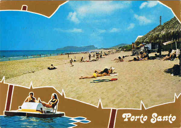 N.� 178 - PORTO SANTO Praia de Porto Santo - Ed. G�tica RUA N.S.DE F�TIMA, 298 PORTO - REPRESENTANTE NA MADEIRA:CARV�O, MARTINS & SILVA,LDA. RUA DIREITA, 21 - FUNCHAL FABRICADO EM IT�LIA S�RIE LUXO-OURO - SD - Dim. 14,6x10,3 cm - Col. Manuel B�ia (1997).