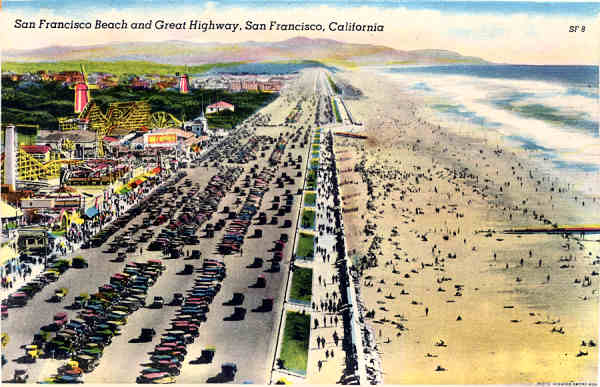 SF08 - San Francisco - Beach and Great Highway - Edi��o an�nima Foto de Redwood Empire Assm - Dim. 13,7x8,8 cm - Col. Am�lcar Monge da Silva (1940)