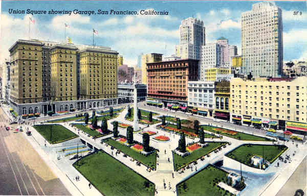 SF09 - San Francisco - Union Square showing Garage - Edi��o an�nima Foto de Redwood Empire Assm - Dim. 13,7x8,8 cm - Col. Am�lcar Monge da Silva (1940)