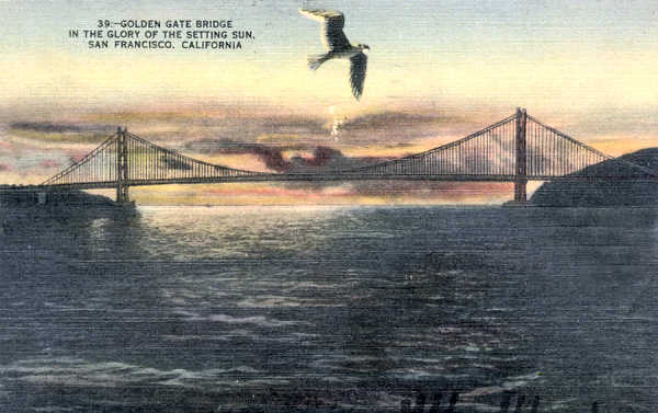 N� 43684 - San Francisco - Golden Gate Bridge (2) - Dim. 13,7x8,9 cm - Editor S.V.C.Co - Circulado em 1949 - Dim. 13,7x8,8 cm - Col. Am�lcar Monge da Silva
