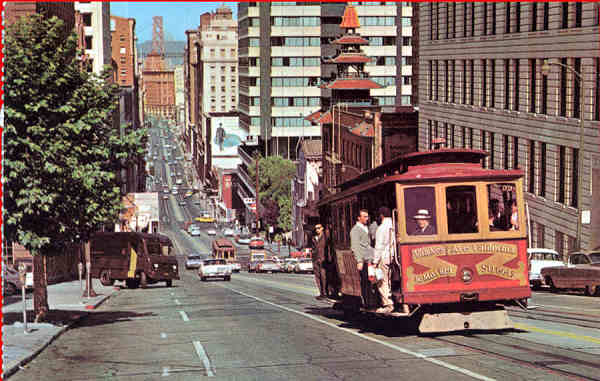 N� C16624 - San Francisco - Cable Car (1) - Editor Smith Novelty Co, San Francisco - Dim. 14x9 cm - Col. Am�lcar Monge da Silva (- Adquirido em 1979)