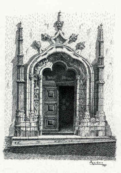 N� 7 - Igreja de Nossa Senhora de Marvila - Desenho de Ars�nio da Ressurrei��o - Edi��o Associa��o de Estudos e Defesa do Patrim�nio Hist�rico-Cultural de Santar�m - 1990 - Dim. 10,5x15,1cm - Col. Miguel Soares Lopes