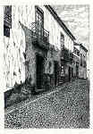 N� 28 - Casa de Guilherme de Azevedo - Desenho de Ars�nio Ressurrei��o - Edi��o Associa��o de Estudos e Defesa do Patrim�nio Hist�rico-Cultural de Santar�m - 1990  - Dim. 10,5x15,1 cm - Col. Miguel Soares Lopes