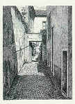 N� 12 - Beco da Mouraria - Desenho de Ars�nio Ressurrei��o - Ed. da Associa��o de Defesa do Patrim�nio Hist�rico e Cultural de Santar�m - 1990 - Dim. 10,5x15,1 cm - Col. Miguel Soares Lopes