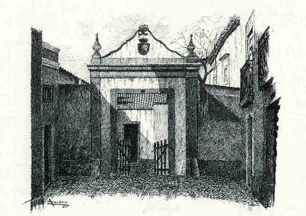 N� 16 - P�tio da Travessa do Requeixo - Desenho de Ars�nio Ressurrei��o - Ed. da Associa��o de Defesa do Patrim�nio Hist�rico e Cultural de Santar�m - 1990 - Dim. 10,5x15,1 cm - Col. Miguel Soares Lopes