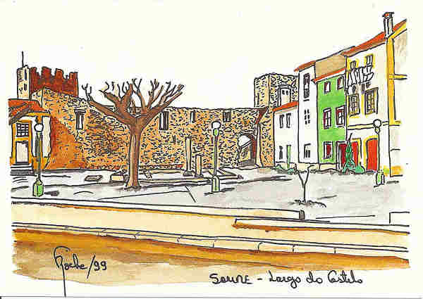 N� 6 - Largo do Castelo - Aguarelas e Desenhos de FASilvaRocha (1999) - Ed Autor - 10,5x15 cm. - Col. Silva Rocha