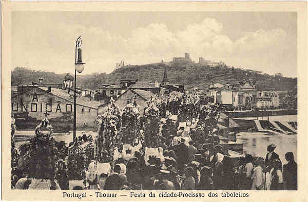 N� 40 - Portugal-Thomar � Festa da cidade-Prociss�o dos taboleiros - Edi��o da Loja do Barateiro - SD -  Dim. 9x14 cm - Col. Jaime da Silva (Circulado em 1928)