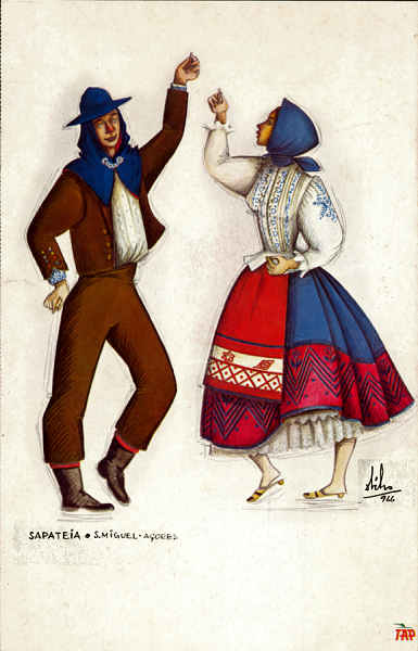 N� 8 - TAP - Sapateia dos A�ores - Edi��o TAP - Desenho de Ab�lio Mattos de Sousa - SD - Dim. 23x14,4 cm - Col. A. Monge da Silva (1996)