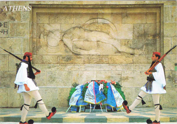 N.� 139 - GR�CIA ATENAS - Guarda Real (Euzon) - Ed. SPYROS SPYROU * PHOTO GALLERY * AEGINA 180 10 * TEL. FAX: 0297 26584 - SD - Dim. 16x11,2 cm - Col. F�tima B�ia (2007)