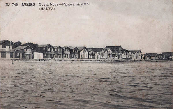 N� 621 - Aveiro - Costa Nova, Panorama 2 - Edi��o de Alberto Malva, Rua da Madalena , 23, Lisboa - Dim. 137x87 mm - Col. A. Monge da Silva (cerca de 1910)