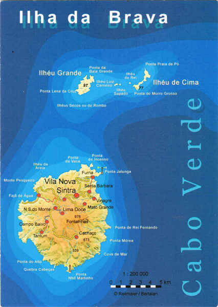 Mapa - BR Cabo Verde Ilha da Brava - Ed. PiLu Bela Vista - tel +238 2324267 - Cartografia: Dr. Pitt Reitmaier www.bela-vista.net - SD - Dim. 10,5x14,8 cm - Col. Manuel B�ia (2011)