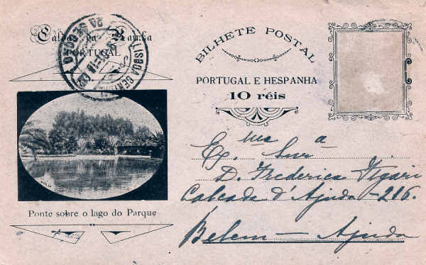 SN - Portugal. Caldas da Rainha. Ponte sobre o lago do parque (1901) - Editor an�nimo - Dim. 90x140 mm - Col. Miguel Chaby