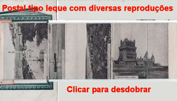 S/N - Torre de Bel�m+ desdobr�vel com 12 vistas de Lisboa - Edi��o da "A Editora Lda, Conde Bar�o, 50, Lisboa - Dim. 142x92 mm - Col. A. Monge da Silva (cerca de 1905)